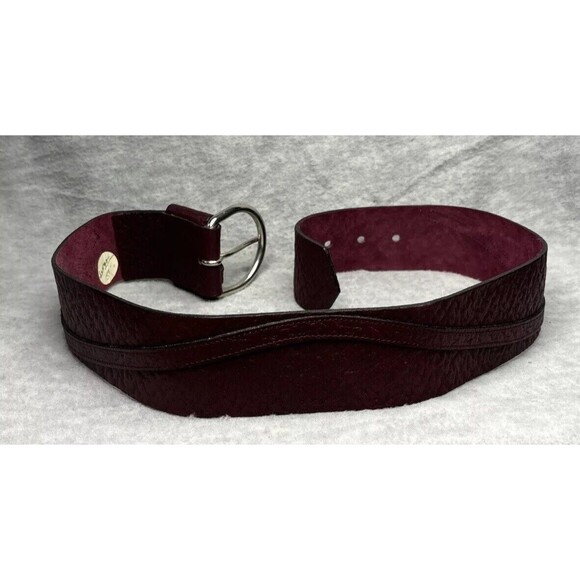 Gail Labelle Belt Vtg‎ 80s Wide Burgundy Textured Art to Wear Silver France Boho main image 4